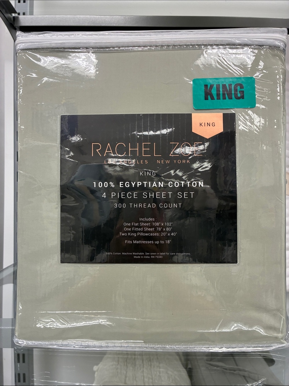 Rachel Zoe King Sheet Set in Sage Green